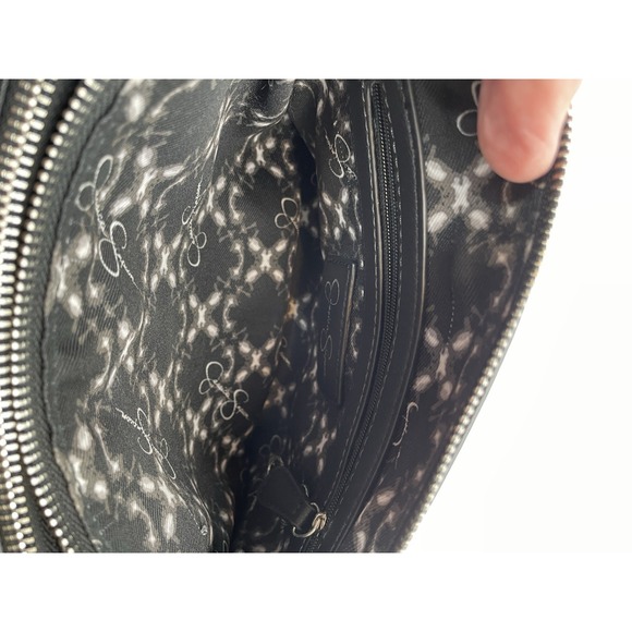 Jessica Simpson Beaded Clutch Purse Top Zip Close Black - Picture 8 of 9